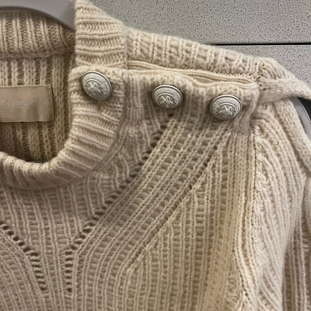 Zadig & Voltaire Beige Turtleneck Sweater with Silver Buttons
